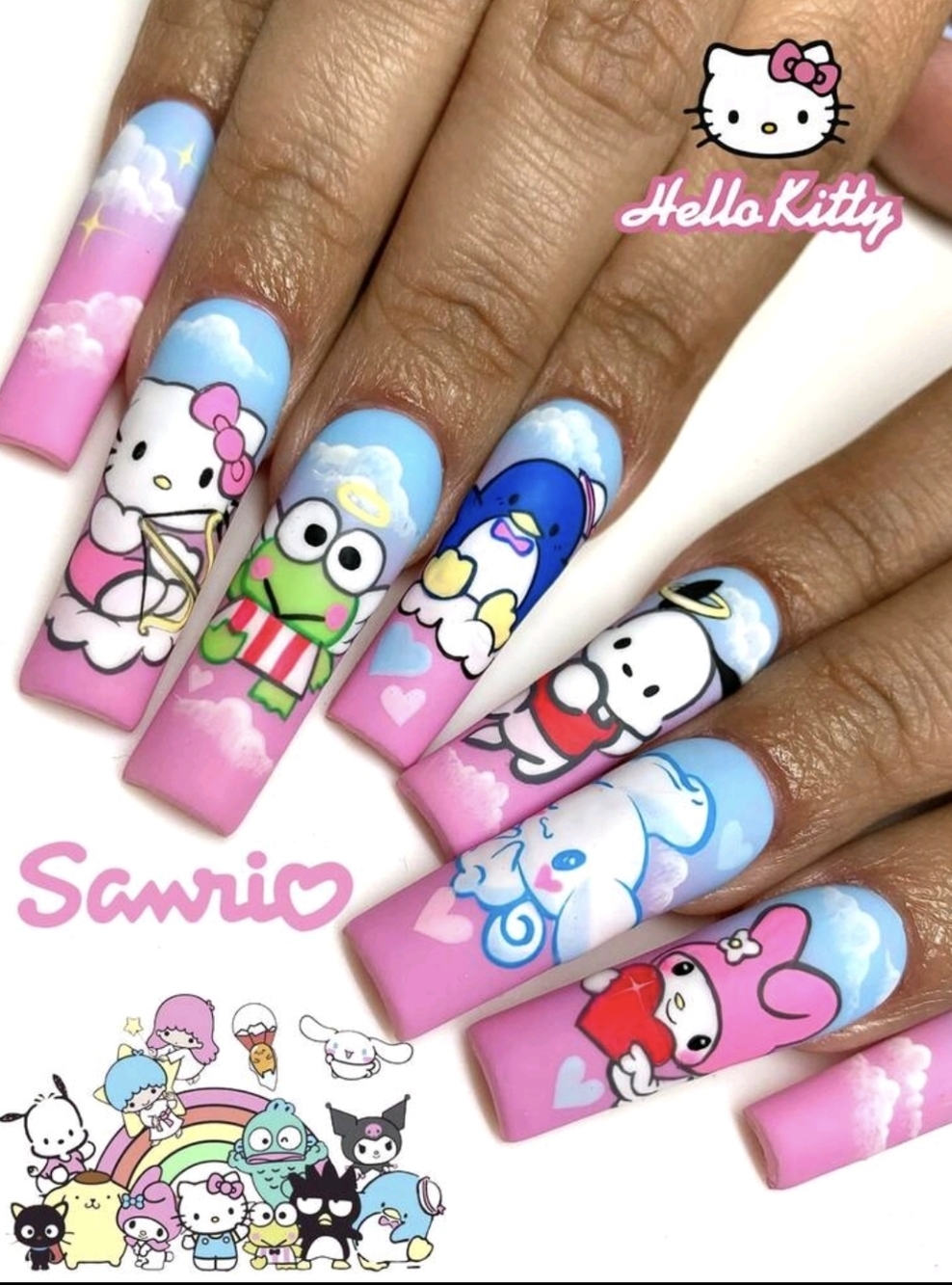 Sanrio Hello Kitty Pink & Blue Character Nail Art Set
